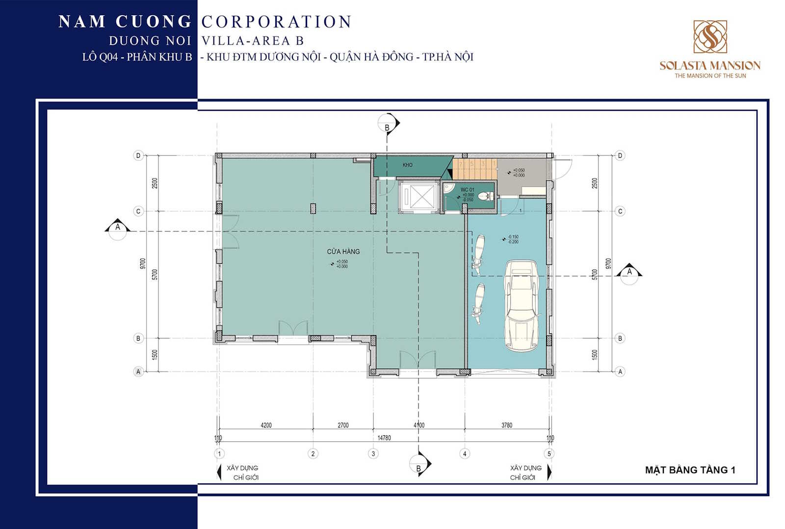 Mặt bằng tầng 1 biệt thự Solasta Mansion Dương Nội