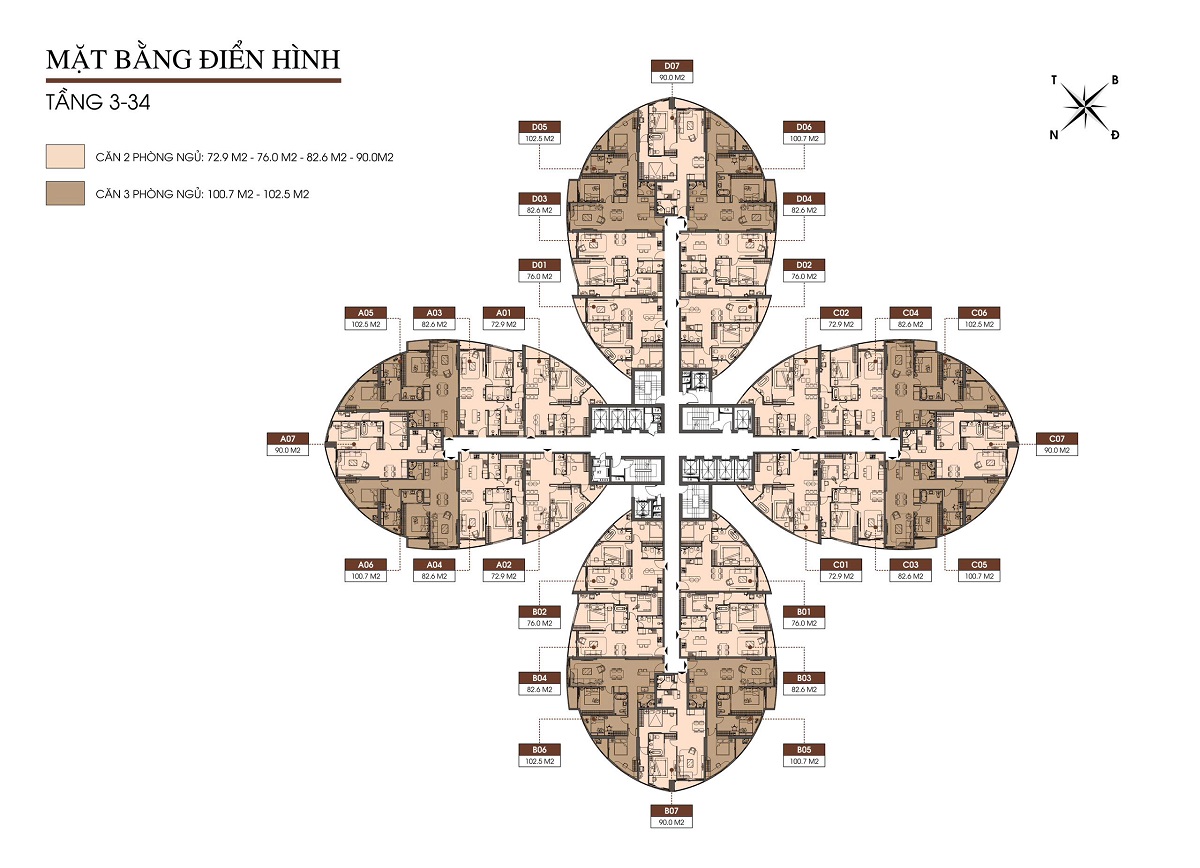 Mặt bằng chung cư The Queen 360 Giải Phóng