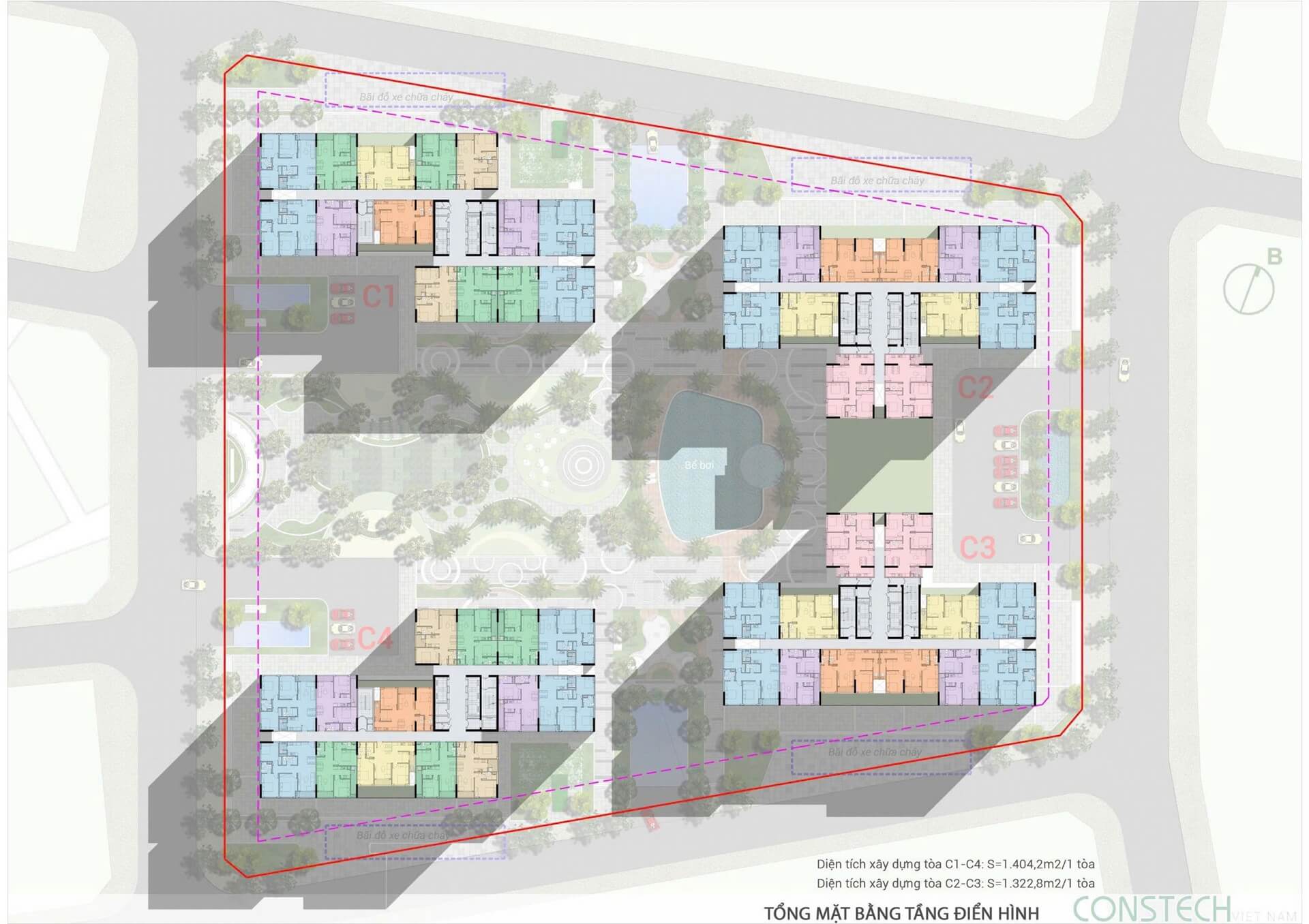Mặt bằng tầng điển hình tổng thể dự án An Bình Homeland