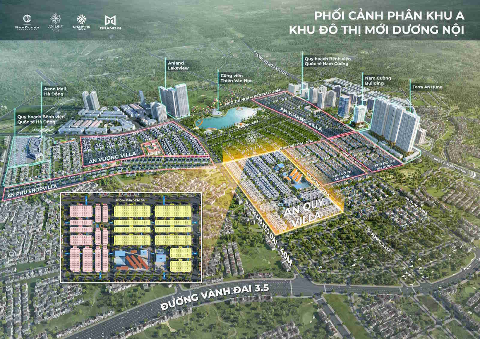 Phối cảnh phân khu A khu đô thị mới Dương Nội