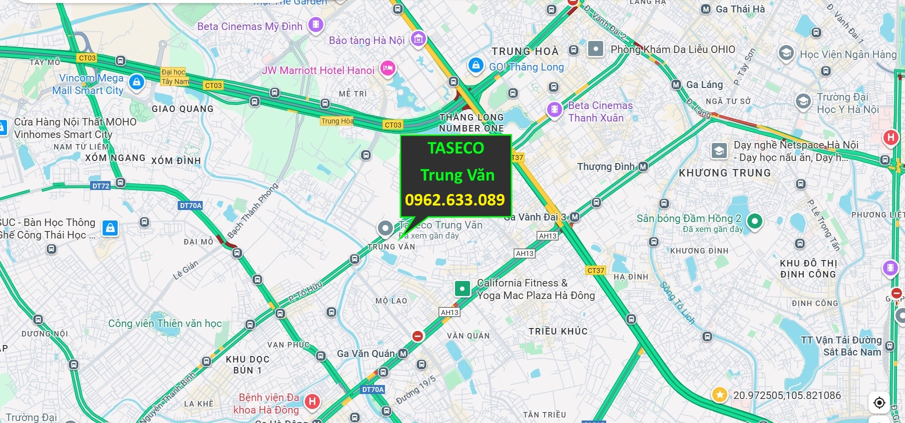 Vị trí Taseco Trung Văn