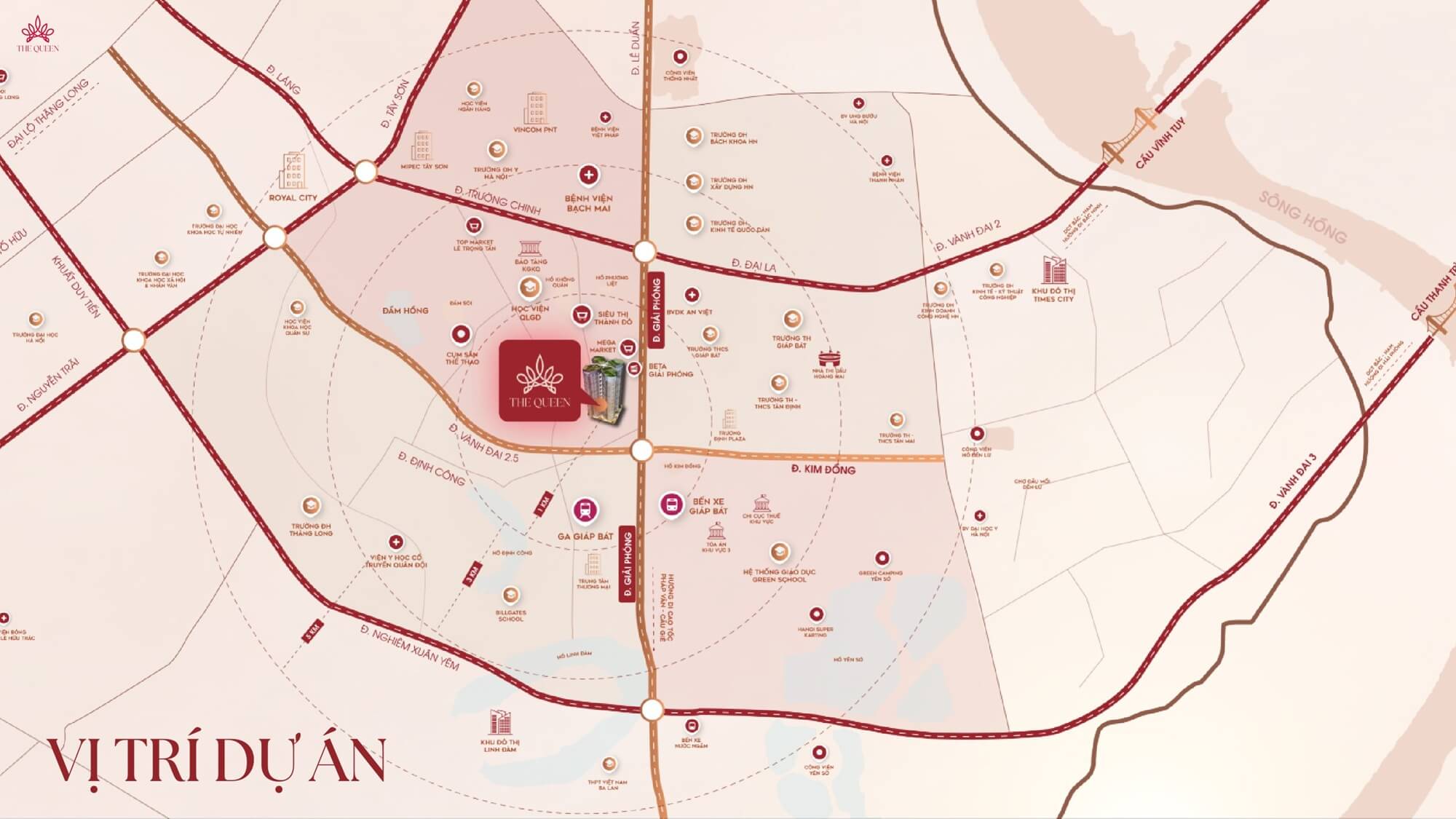 Vị trí chung cư The Queen Giải Phóng