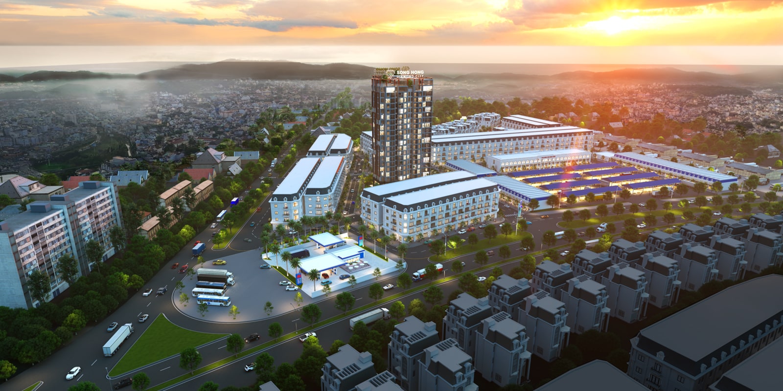 Phối cảnh dự án biệt thự liền kề shophouse Sông Hồng Diamond City Hưng Yên