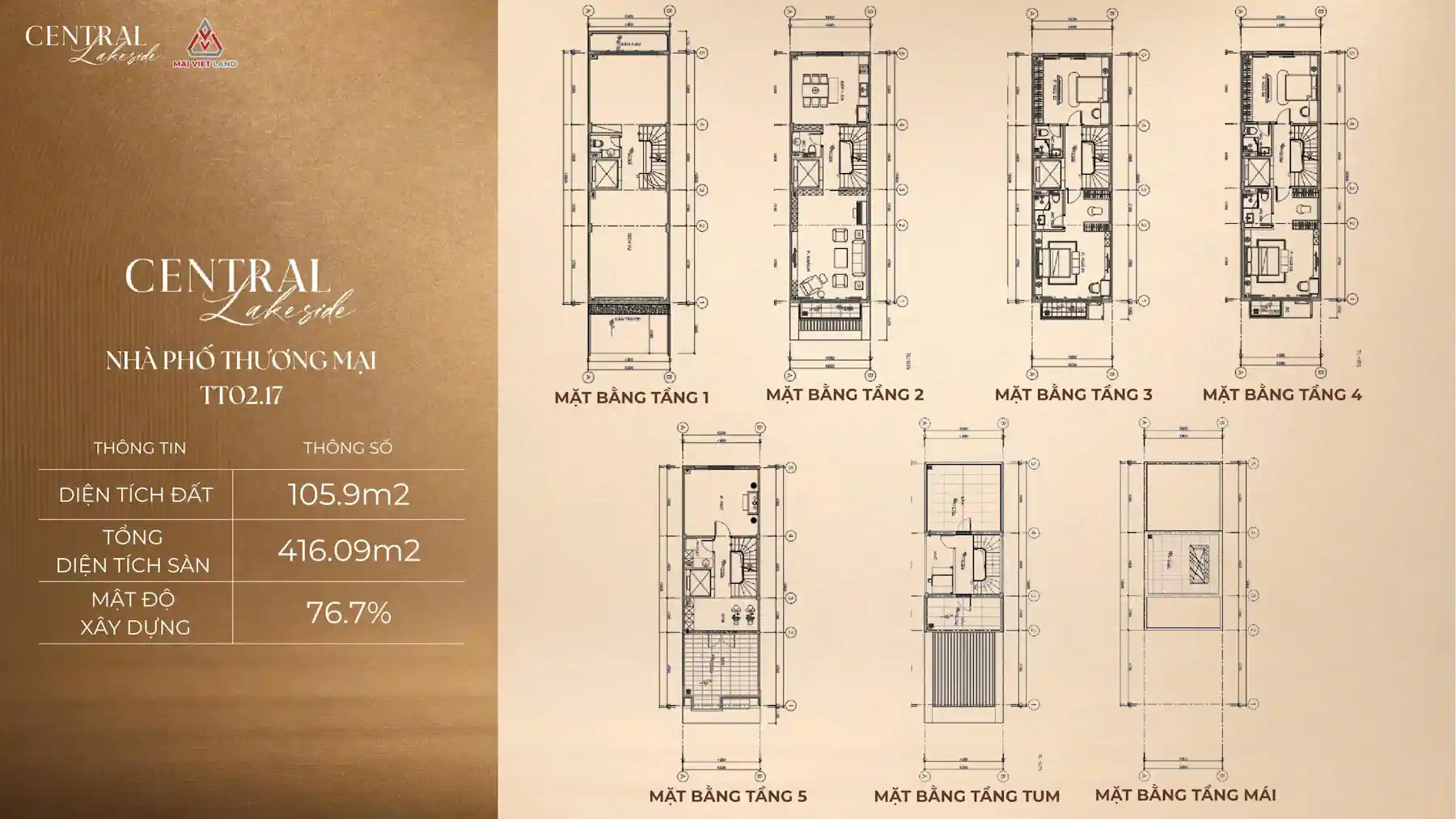 Mặt bằng thiết kế căn 105.9m2 liền kề Central Lakeside