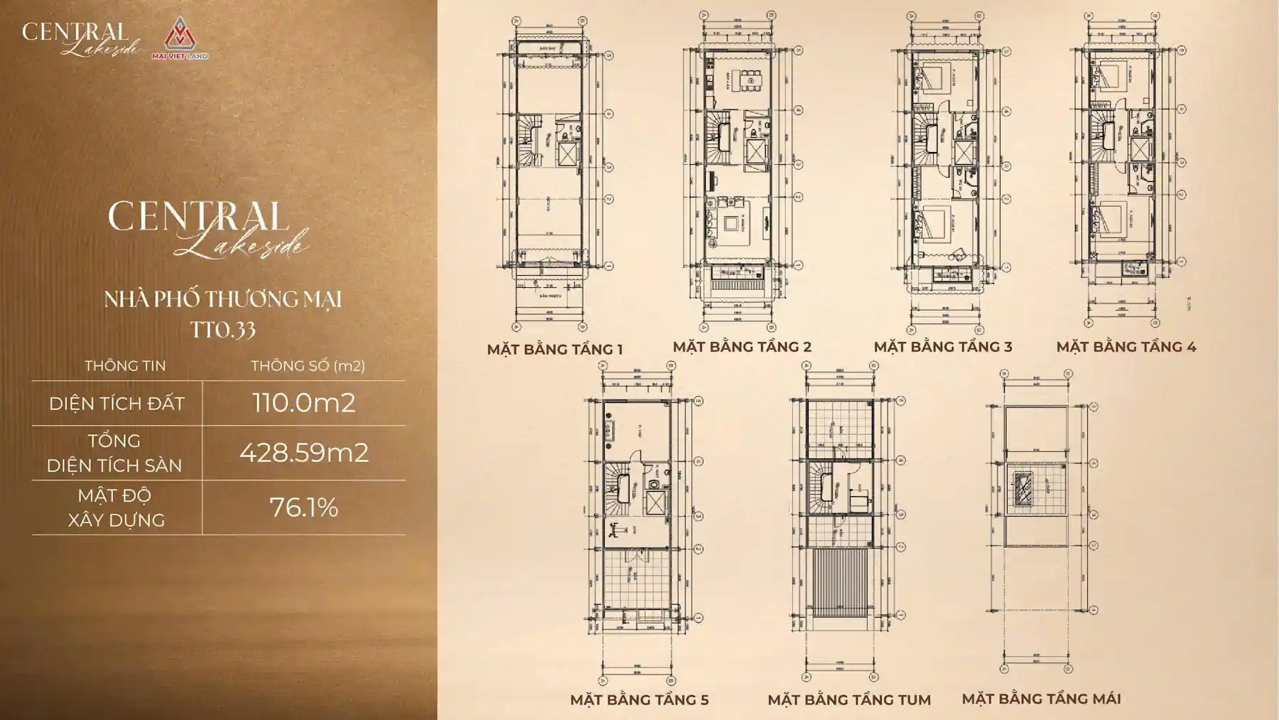 Mặt bằng thiết kế căn 110m2 liền kề Central Lakeside
