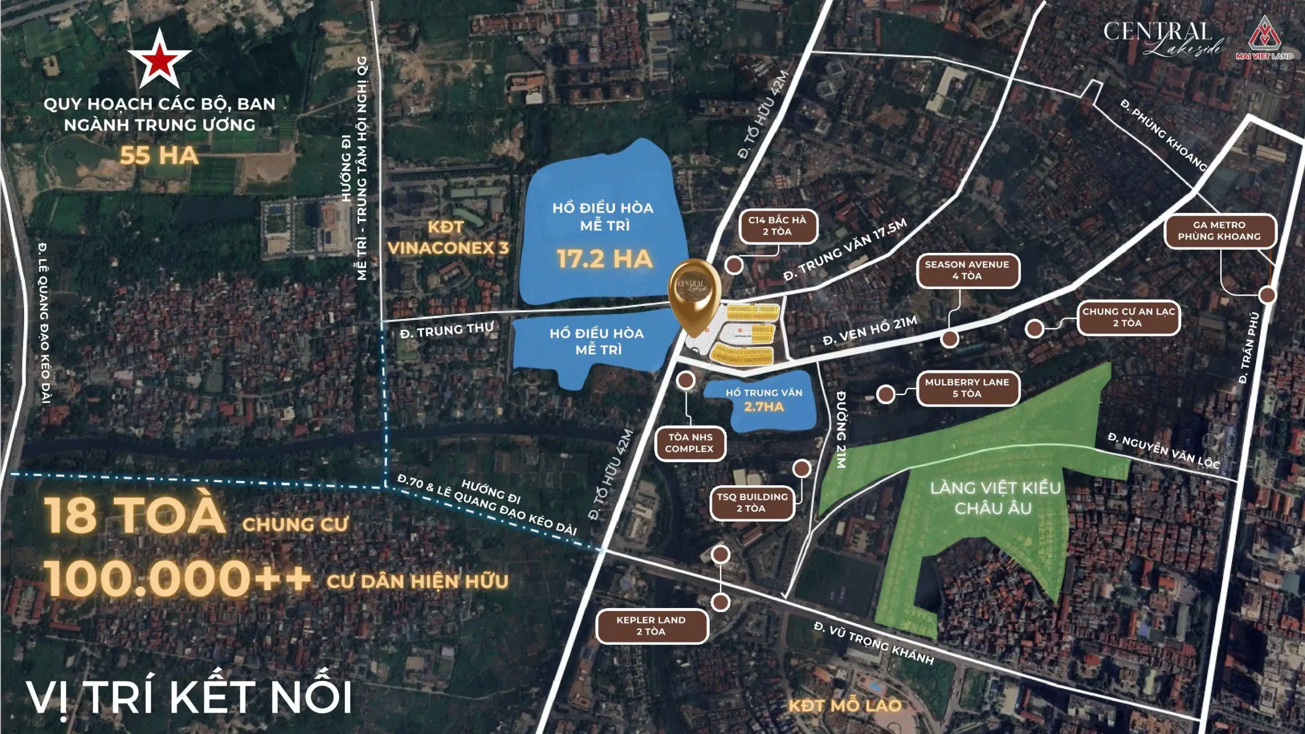 Vị trí trên vệ tinh của Central Lakeside