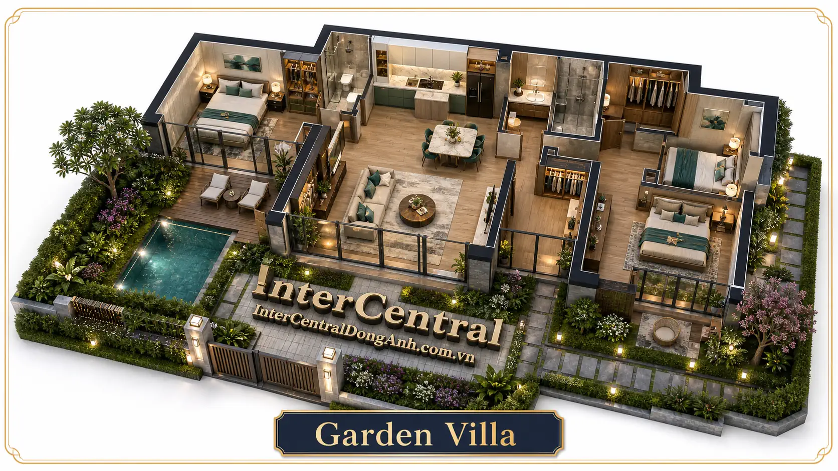 Mặt bằng thiết kế căn Garden Villa chung cư The Bank InterCentral Đông Anh