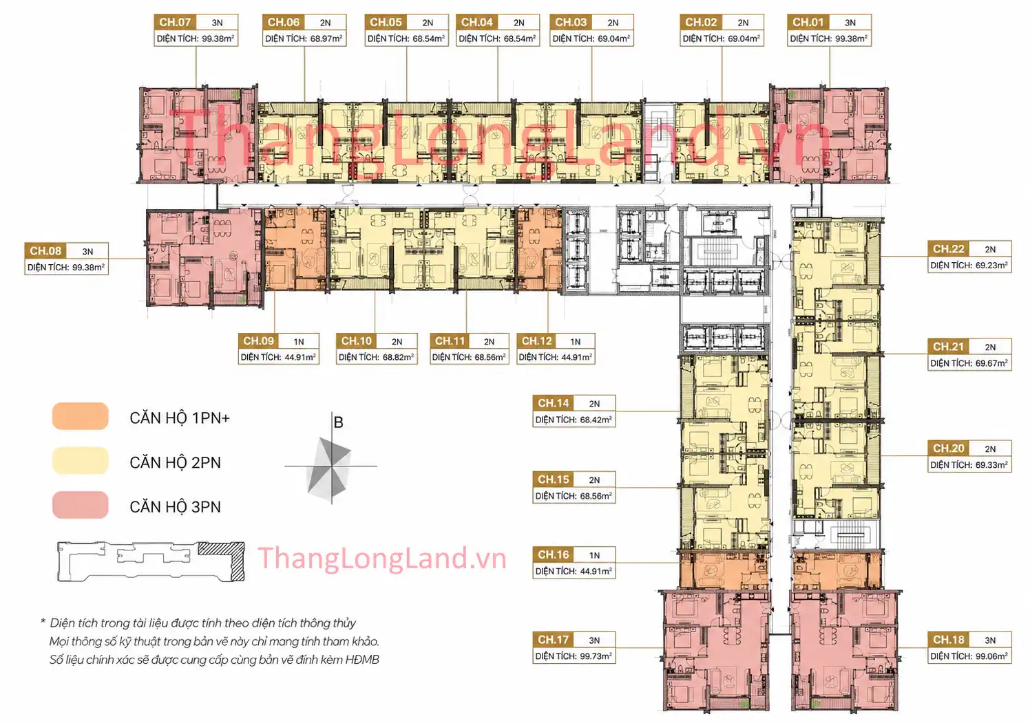 Mặt bằng tòa BK3 - chung cư The Bank InterCentral Đông Anh