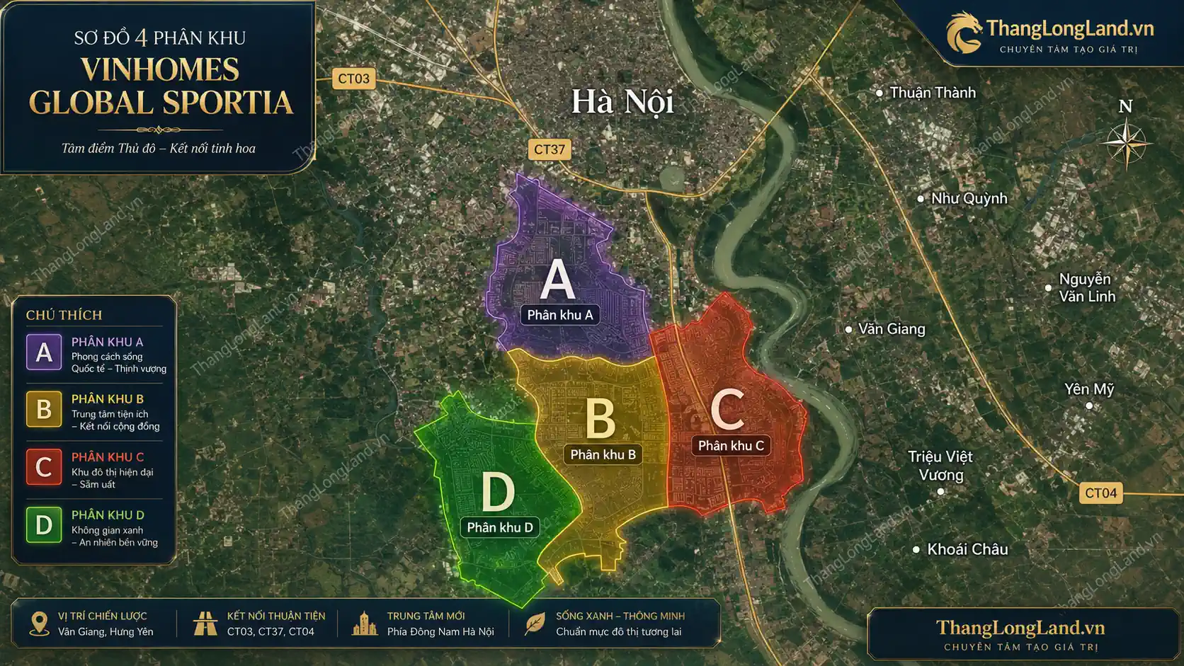 Phân khu ABCD dự án Vinhomes Global Sportia - Khu đô thị thể thao quốc tế Hà Nội