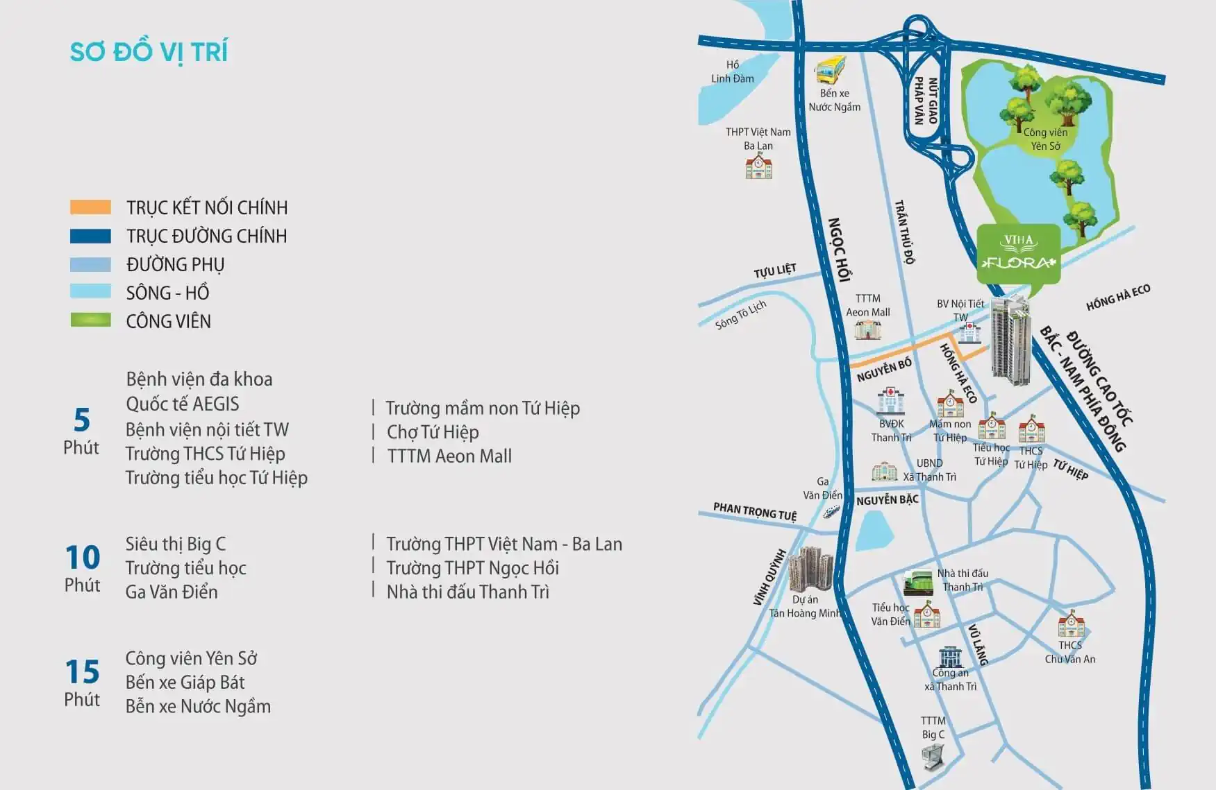 Vị trí Viha Flora – Chung cư CT14 Hồng Hà Eco City