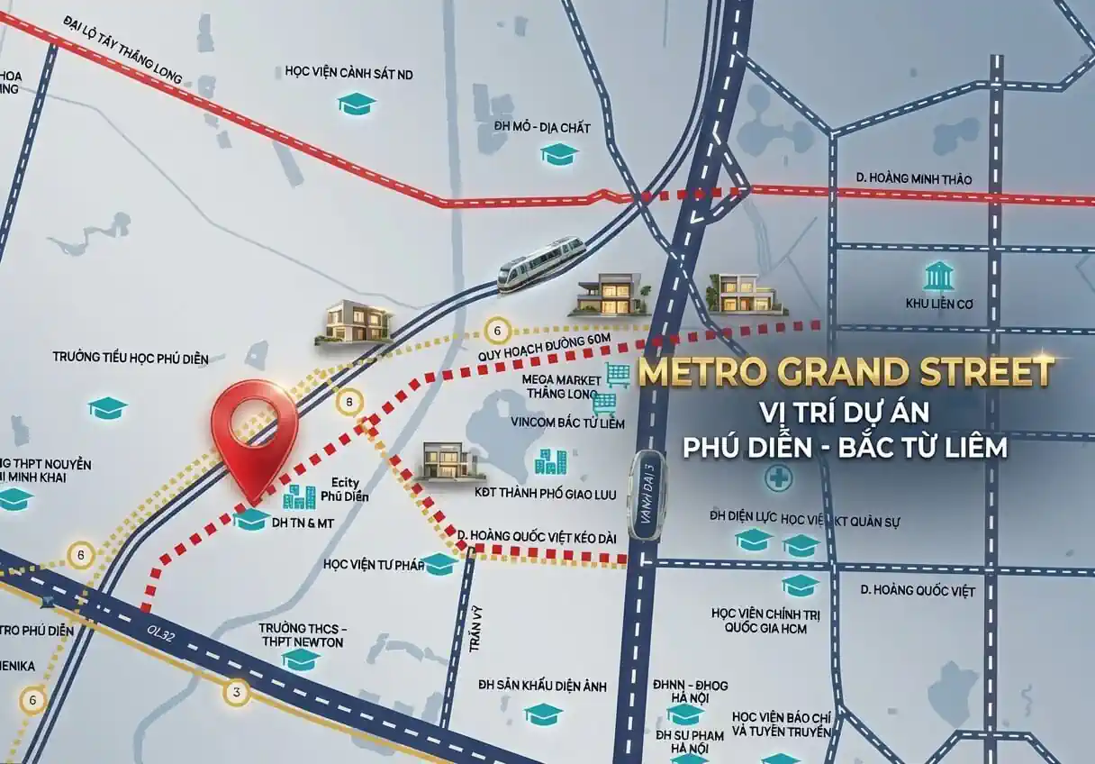 Vị trí Metro Grand Street Phú Diễn