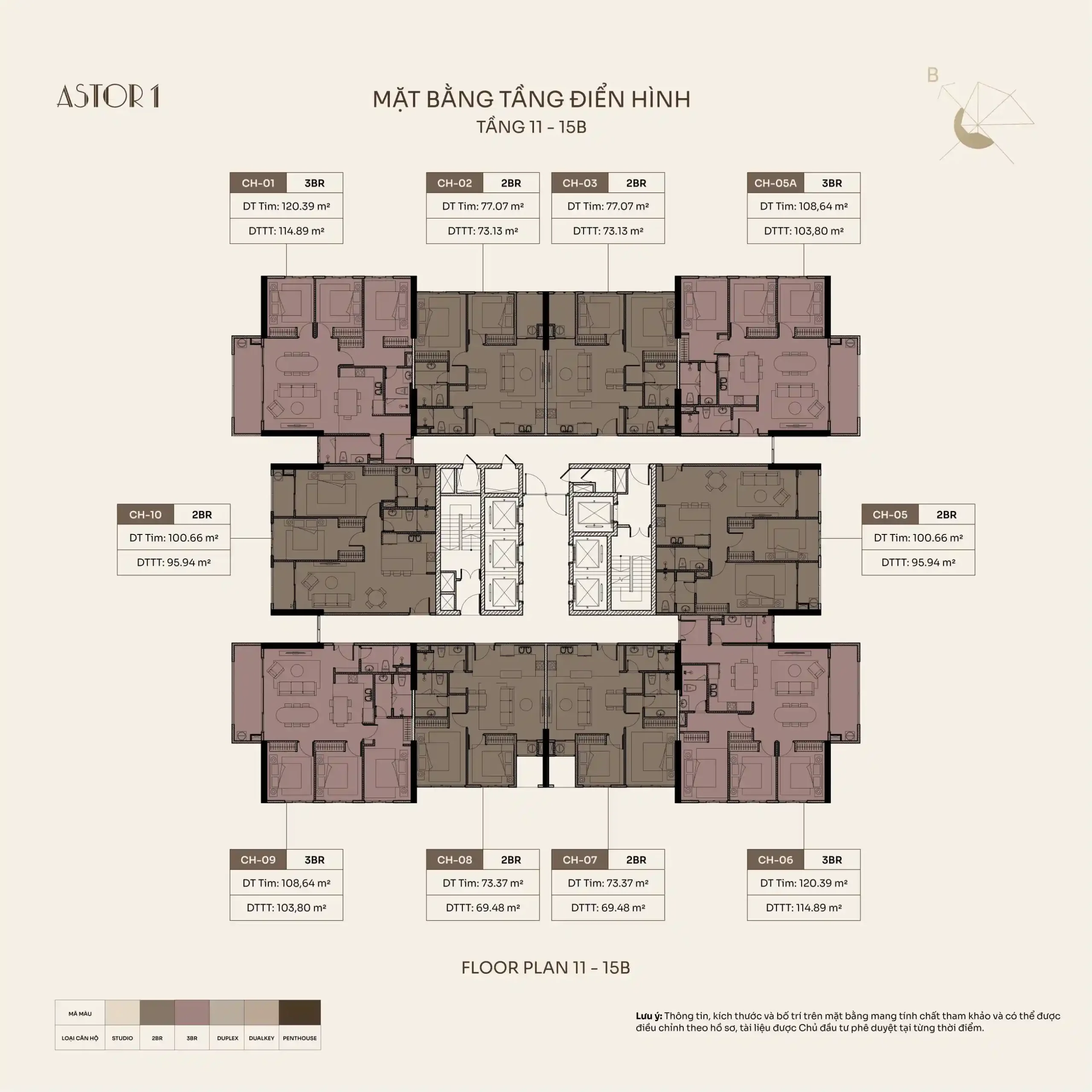 Mặt bằng Astor 1 tầng 11-15B