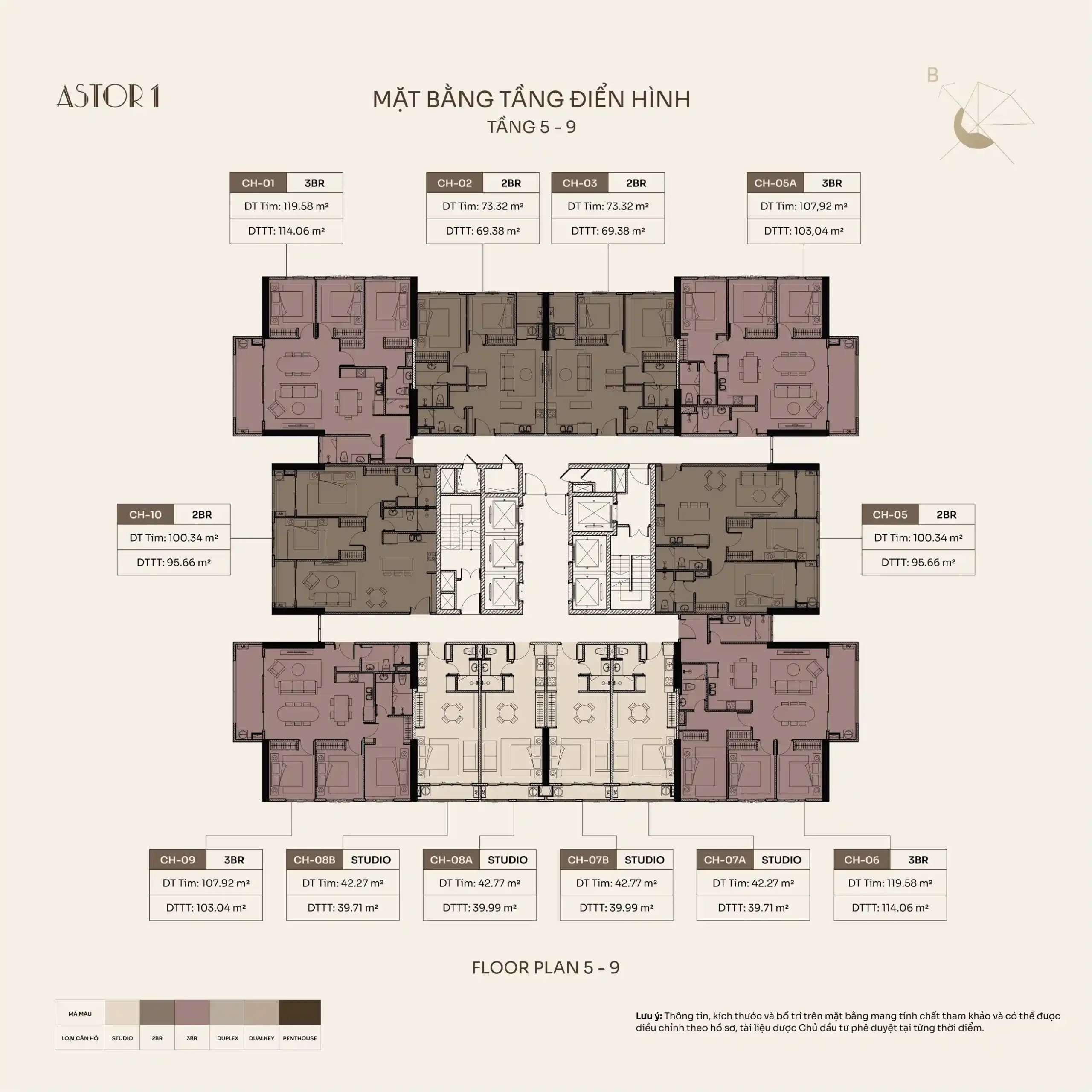 Mặt bằng Astor 1 tầng 5-9