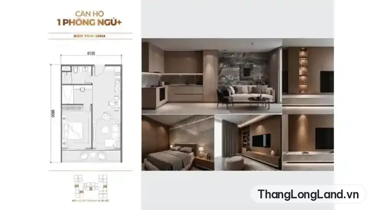 Handico Sunshine New Hanoi – Thiết kế căn hộ 1 phòng ngủ