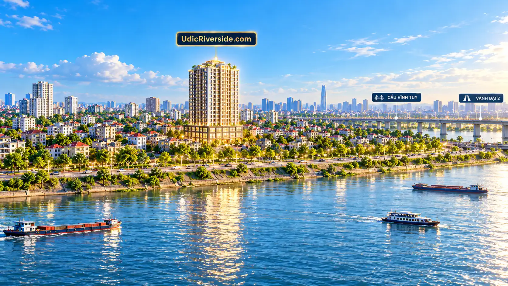 Udic Riverside 2 – Phối cảnh nhìn từ sông Hồng